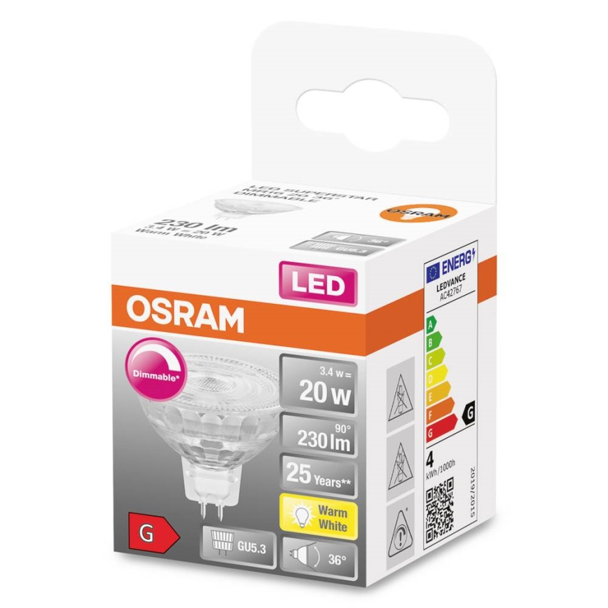 Bec LED dimabil GU5,3/3,4W/12V 2700K CRI 90 - Osram