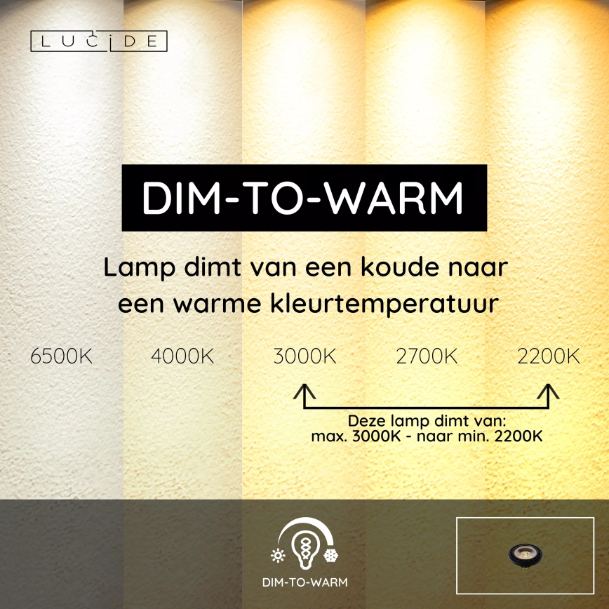 Bec LED dimabil MR16 GU10/12W/230V 2200-3000K - Lucide 49041/12/30