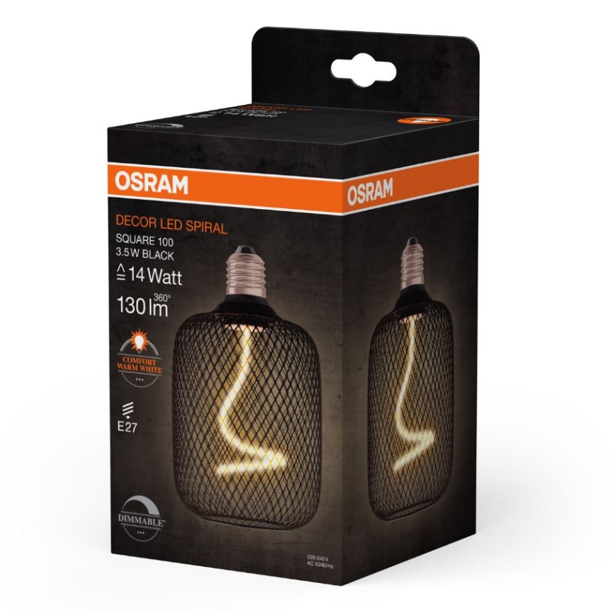 Bec LED dimabil Osram DECOR FILAMENT E27/3,5W/230V 1800K negru