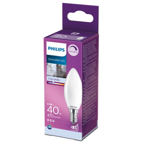 Bec LED dimabil Philips B35 E14/4,5W/230V 4000K