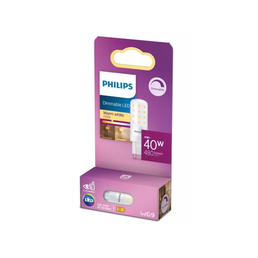 Bec LED dimabil Philips G9, 4W, 230V, 2700K
