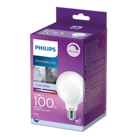 Bec LED dimabil Philips G95 E27/11,5W/230V 4000K