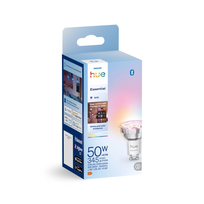Bec LED dimabil Philips Hue White And Color Ambiance Essential GU10/4,7W/230V 2200-6500K