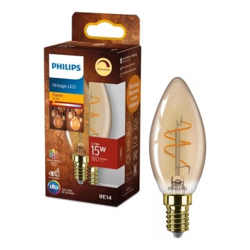 Bec LED dimabil Philips Vintage B35, soclu E14, 2,7 W, 230 V, 1800 K, CRI 90