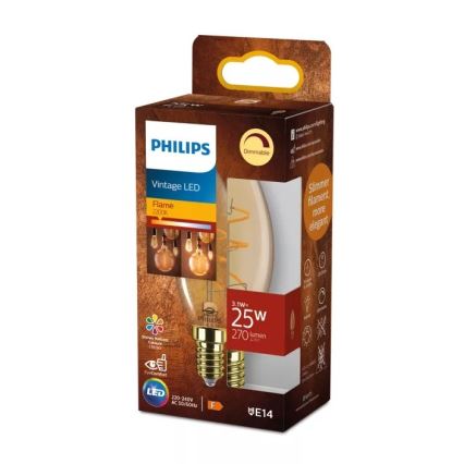 Bec LED dimabil Philips Vintage B35 E14/3,1W/230V 2200K CRI 90
