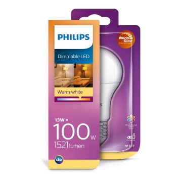 Bec LED dimabil Philips Warm Glow E27/13W/230V 2200K-2700K 