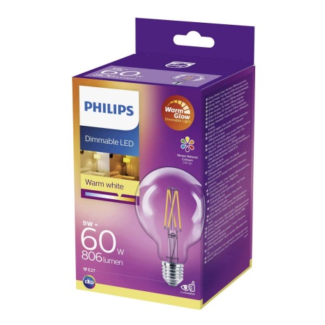 Bec LED dimabil Philips Warm Glow E27/9W/230V 2200K-2700K 