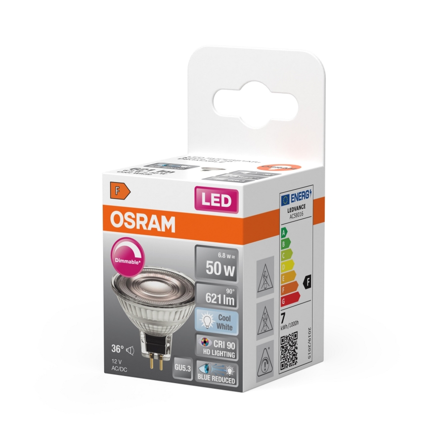 Bec LED dimabil cu reflector MR16 GU5,3/6,8W/12V 4000K 36° CRI 90 - Osram