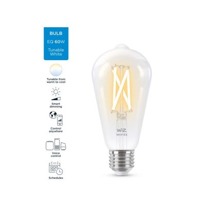 Bec LED dimabil FILAMENT ST64 E27/6,7W/230V 2700-6500K CRI 90 Wi-Fi WiZ