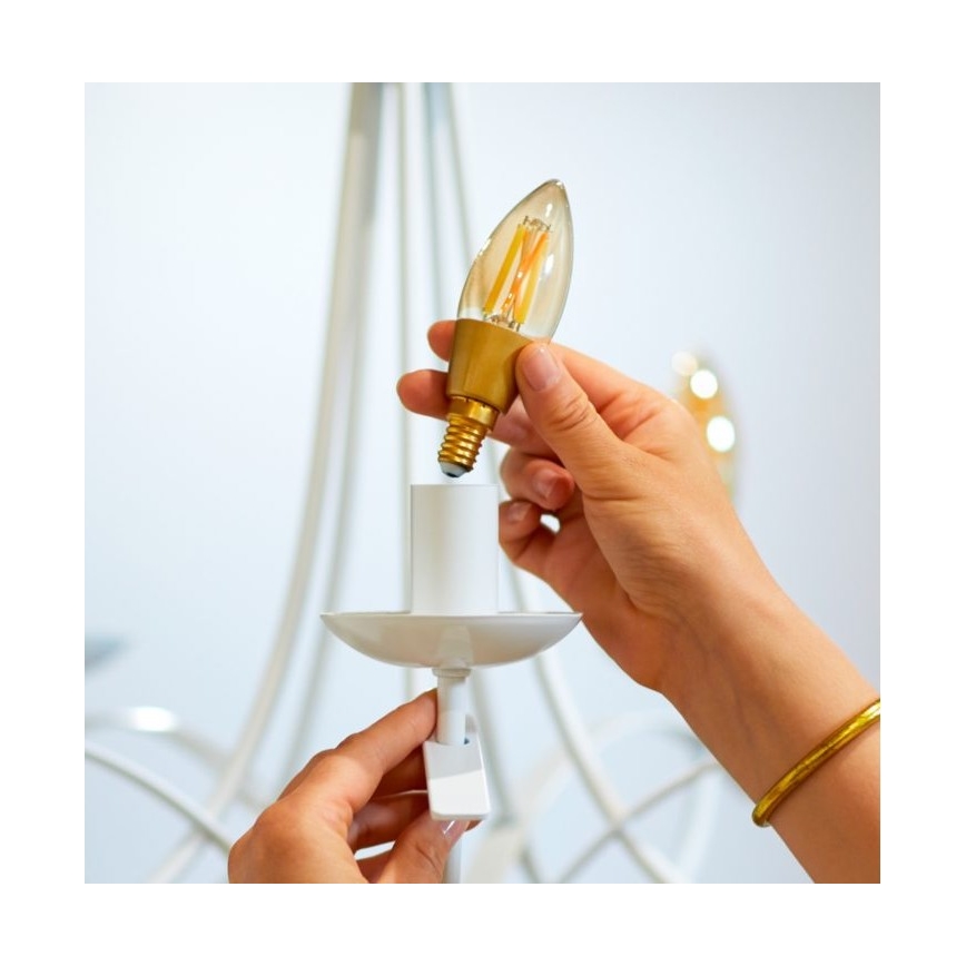 Bec LED dimabil VINTAGE FILAMENT C35 E14/4,9W/230V 2000-5000K CRI 90 Wi-Fi WiZ