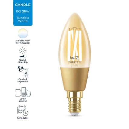 Bec LED dimabil VINTAGE FILAMENT C35 E14/4,9W/230V 2000-5000K CRI 90 Wi-Fi WiZ