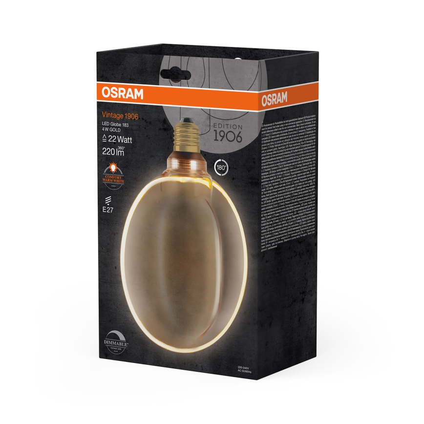 Bec LED dimabil VINTAGE E27/4W/230V 1800K auriu - Osram