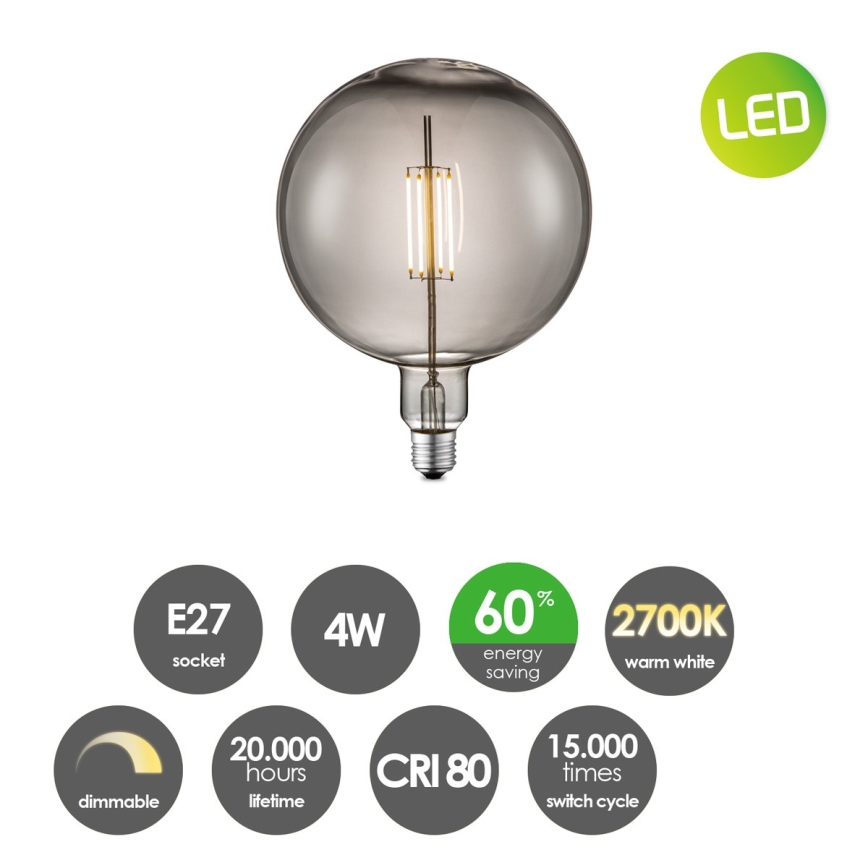 Bec LED dimabil VINTAGE EDISON G180 E27/4W/230V 2700K