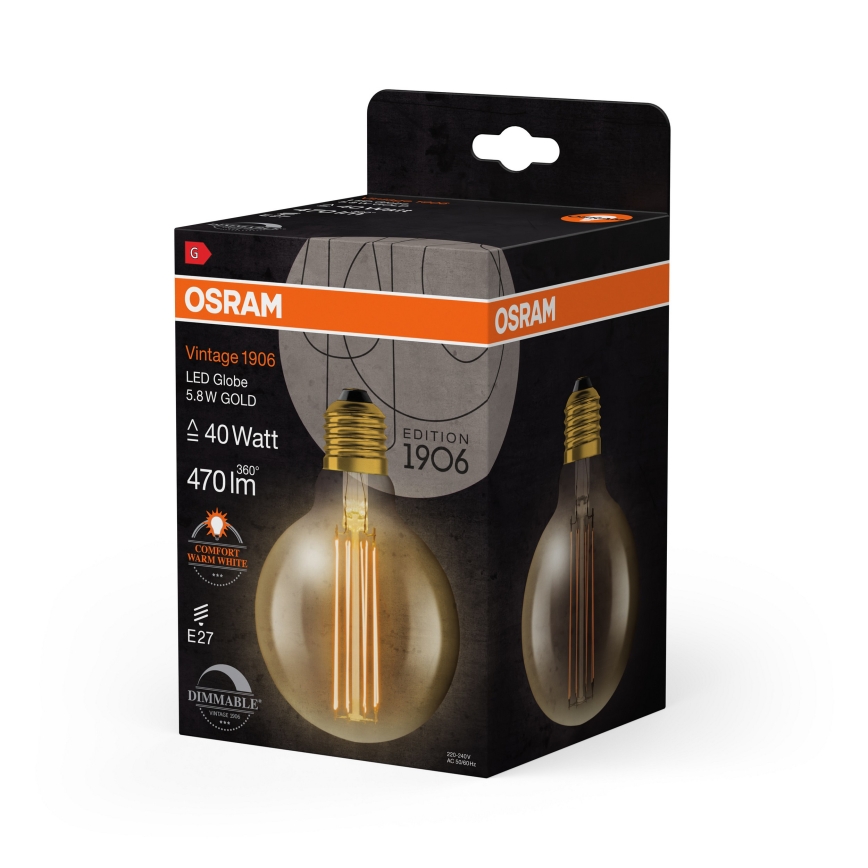 Bec LED dimabil VINTAGE FILAMENT E27/5,8W/230V 2200K - Osram