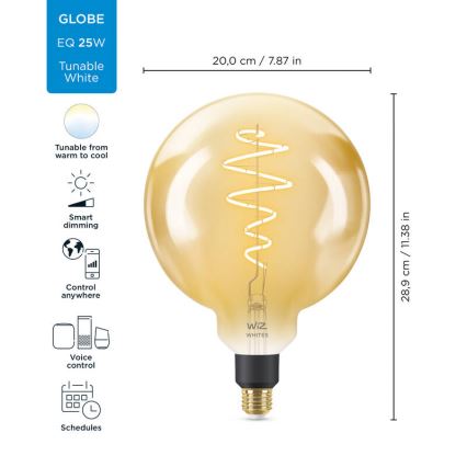 Bec LED dimabil VINTAGE FILAMENT G200 E27/6W/230V 2000-5000K CRI 90 Wi-Fi WiZ