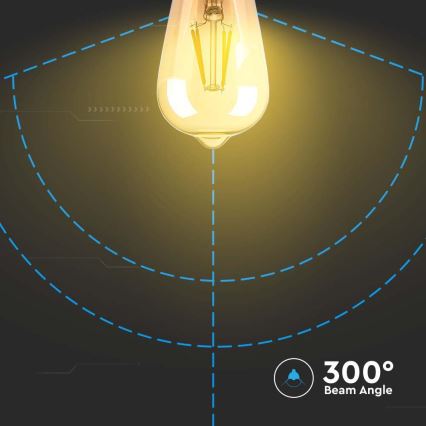 Bec LED FILAMENT AMBER ST64 E27/8W/230V 2200K