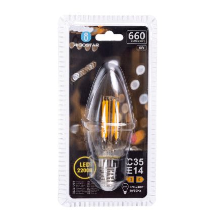 Bec LED FILAMENT C35 E14/6W/230V 2200K - Aigostar