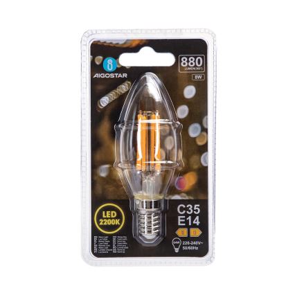Bec LED FILAMENT C35 E14/8W/230V 2200K - Aigostar