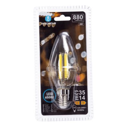 Bec LED FILAMENT C35 E14/8W/230V 6500K - Aigostar