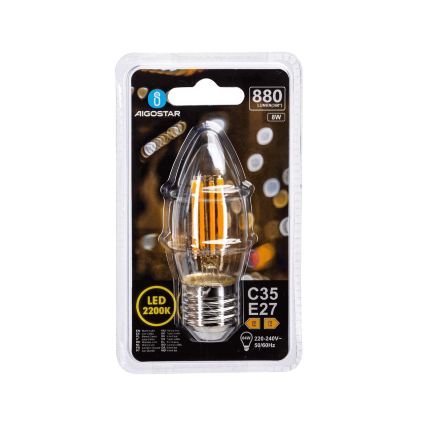 Bec LED FILAMENT C35 E27/8W/230V 2200K - Aigostar