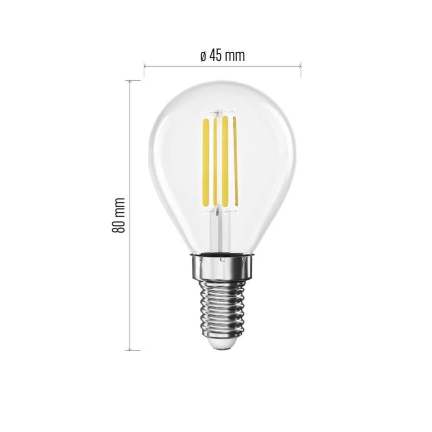 Bec LED filament E14, 3,8 W, 230 V, 4000 K, clasa energetică A