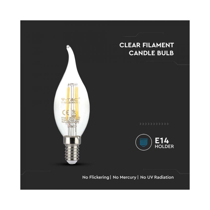Bec LED Filament E14/4W/230V 3000K