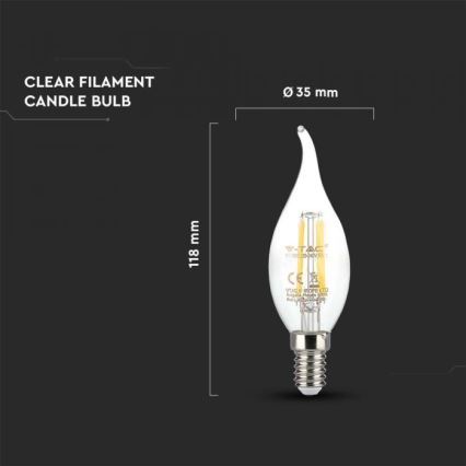 Bec LED Filament E14/4W/230V 3000K