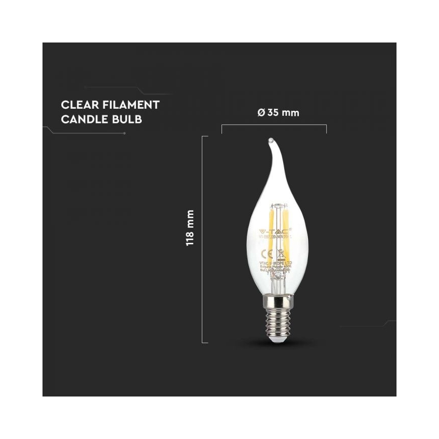 Bec LED Filament E14/4W/230V 3000K