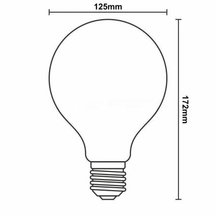Bec LED filament G125, soclu E27, 11W, 230V, 3000K