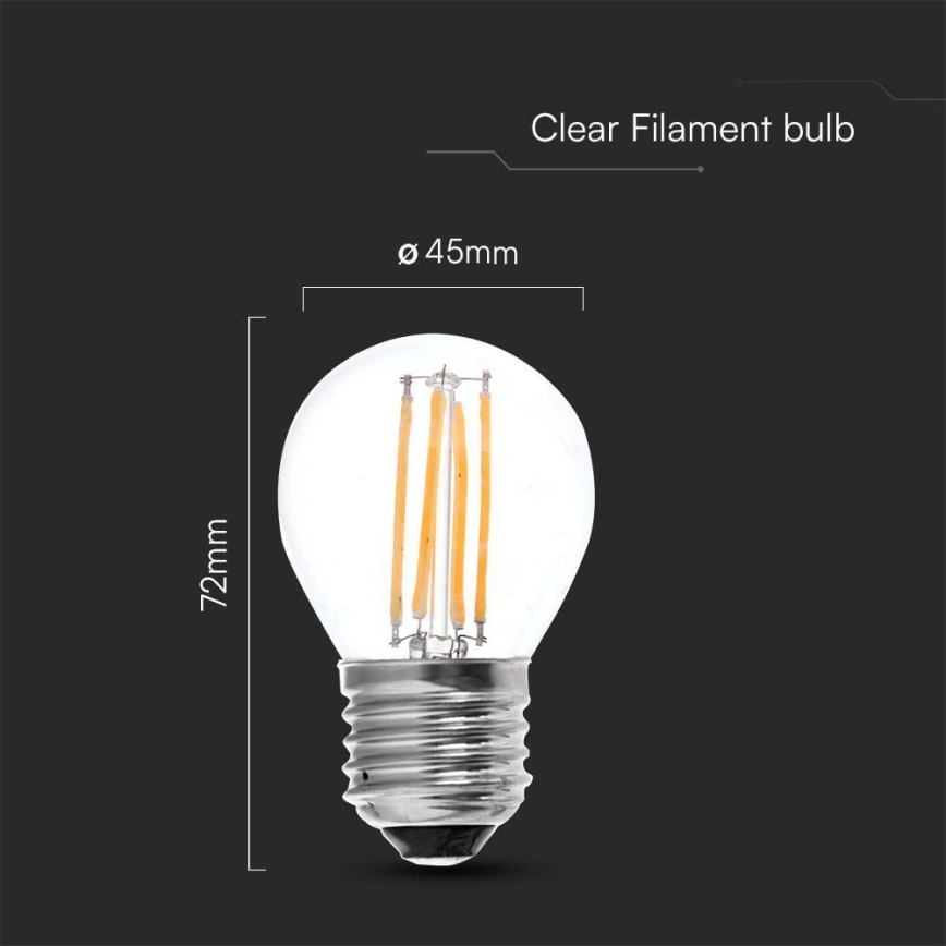 Bec LED FILAMENT G45 E27/6W/230V 3000K