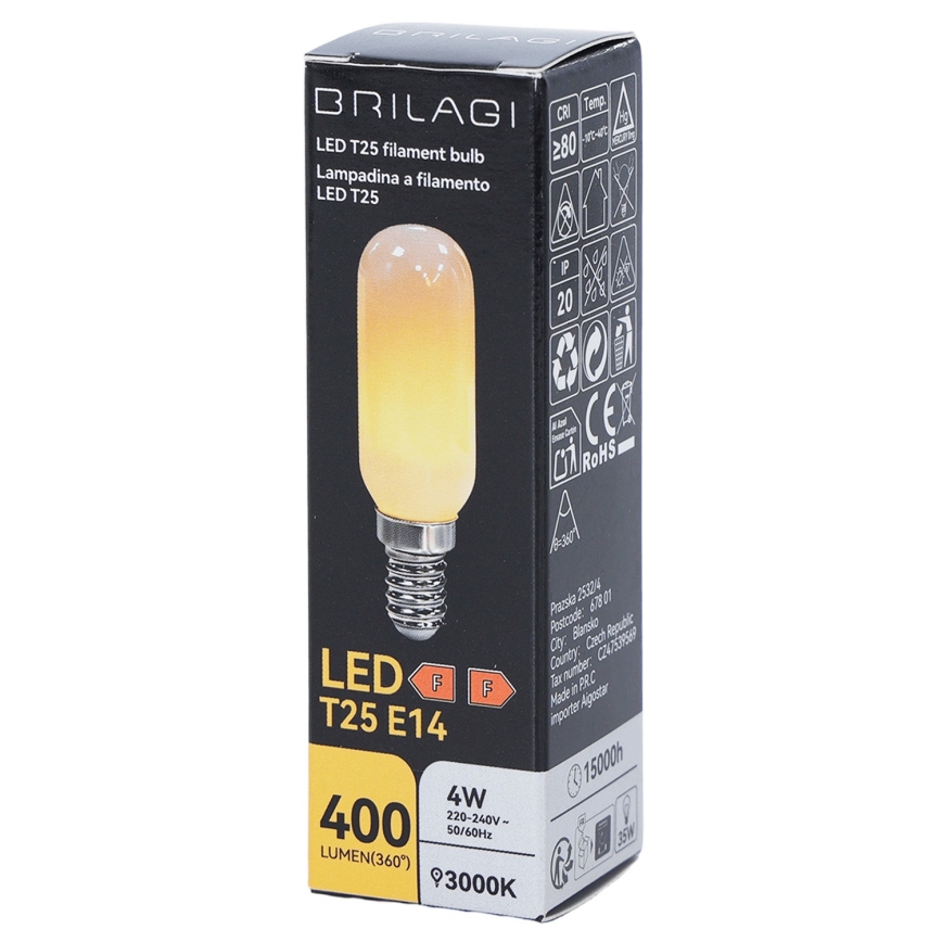 Bec LED FILAMENT T25 E14/4W/230V 3000K - BRILAGI