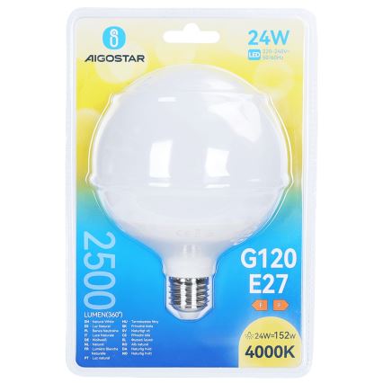 Bec LED G120 cu soclu E27, 24W, 230V, 4000K - Aigostar