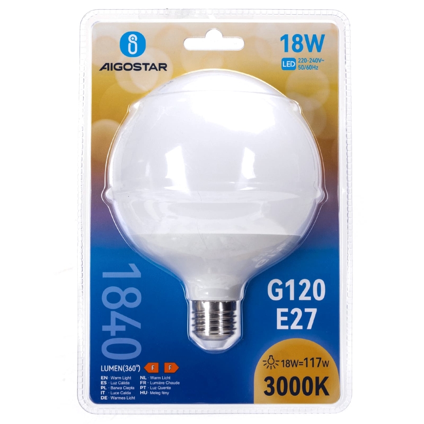 Bec LED G120 E27/18W/230V 3000K - Aigostar