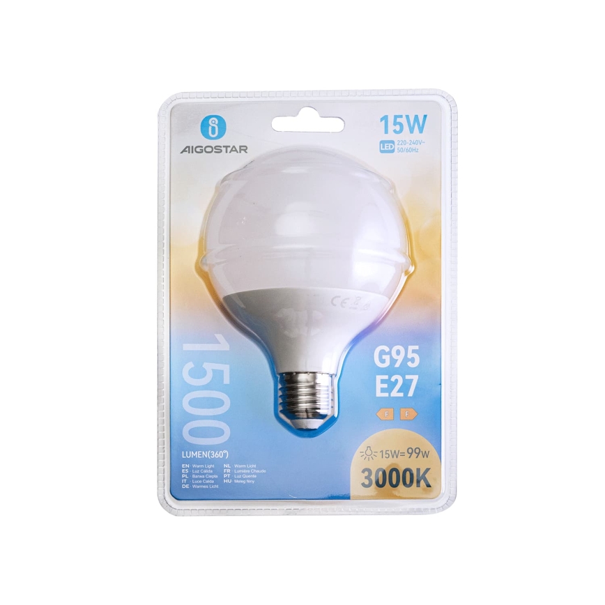 Bec LED G95 E27/15W/230V 3000K - Aigostar