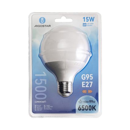 Bec LED G95 E27/15W/230V 6500K - Aigostar