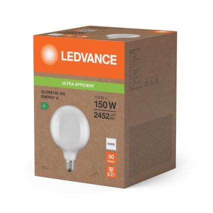 Bec LED GLOBE CLASSIC cu filament G125 E27/11,6W/230V 4000K - Ledvance