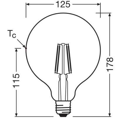 Bec LED Globe Classic cu filament G125 E27, 4W, 230V, 2700K - Ledvance