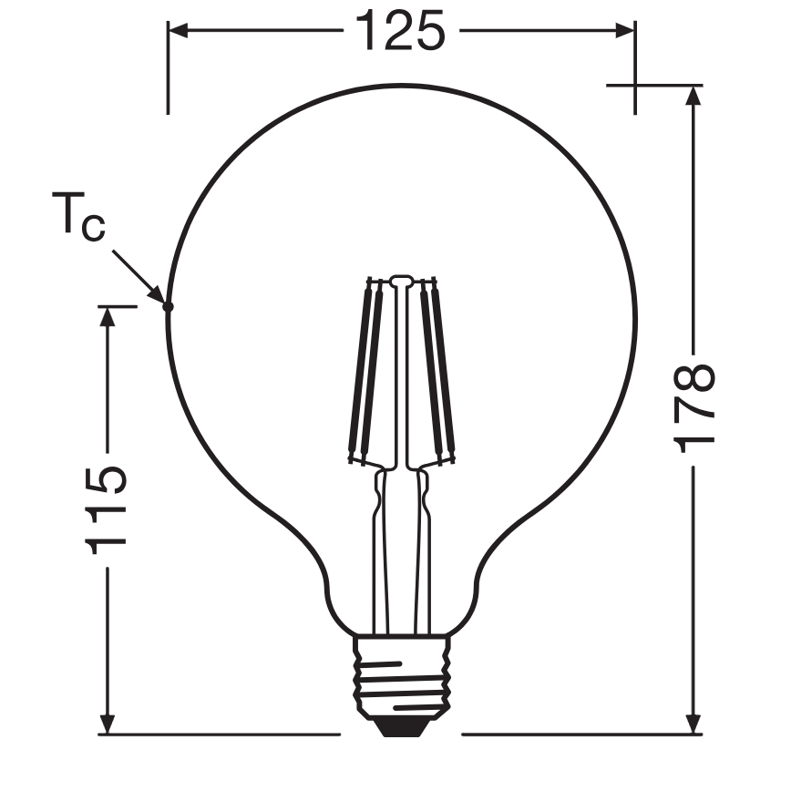 Bec LED Globe Classic cu filament G125 E27, 4W, 230V, 2700K - Ledvance
