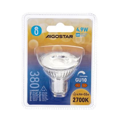 Bec LED GU10 dimabil, 4,9W, 230V, 2700K - Aigostar