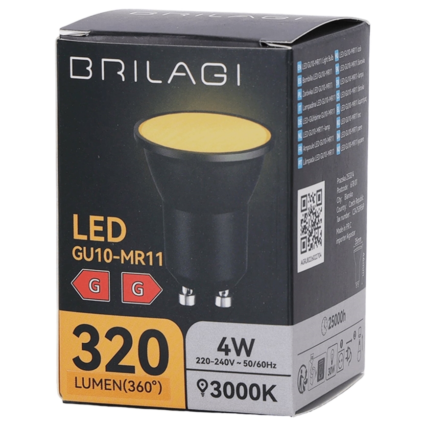 Bec LED MR11 GU10/4W/230V 3000K negru - BRILAGI