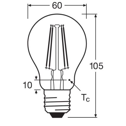 Bec LED Osram FILAMENT A60 E27/6,5W/230V 2700K