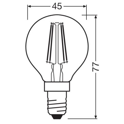 Bec LED Osram FILAMENT P40 E14/4W/230V 2700K