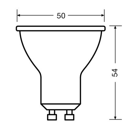 Bec LED PAR16 GU10 cu reflector, 4,5 W, 230 V, 2700 K, 36° - Ledvance