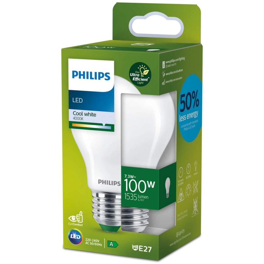 Bec LED Philips ULTRAEFFICIENT A60 E27/7,3W/230V 4000K