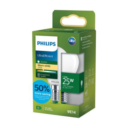 Bec LED Philips ULTRAEFFICIENT P45 E14/1,2W/230V 2700K