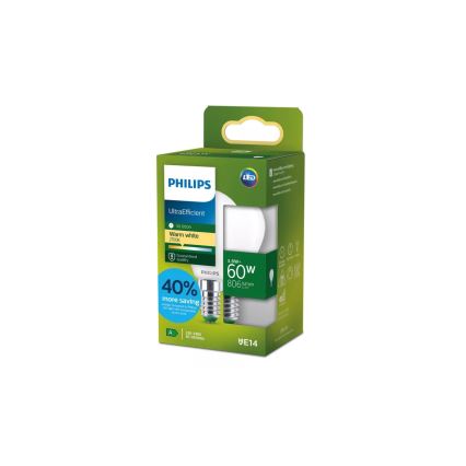 Bec LED Philips ULTRAEFFICIENT P45 E14, 3,8 W, 230 V, 2700 K