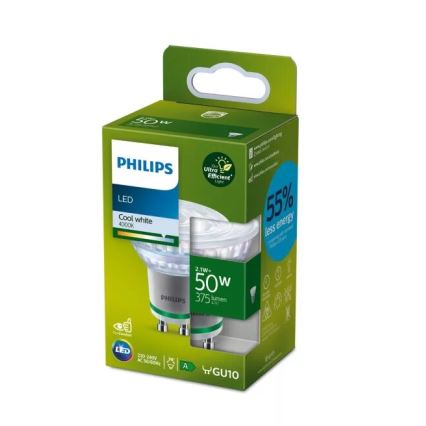 Bec LED Philips ULTRAEFFICIENT PAR16 GU10, 2,1 W, 230 V, 4000 K