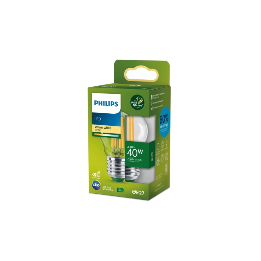 Bec LED Philips ULTRAEFFICIENT VINTAGE P45 E27/2,3W/230V 2700K
