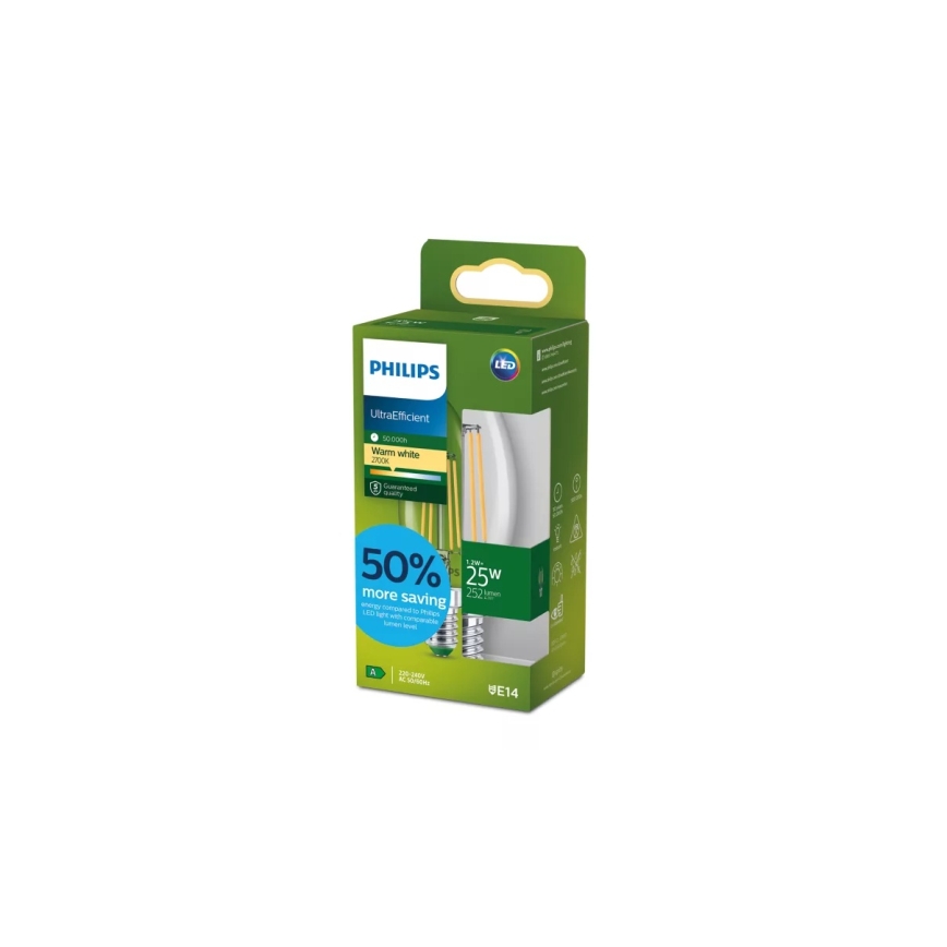 Bec LED Philips Ultraeficient Vintage B35 E14/1,2W/230V 2700K