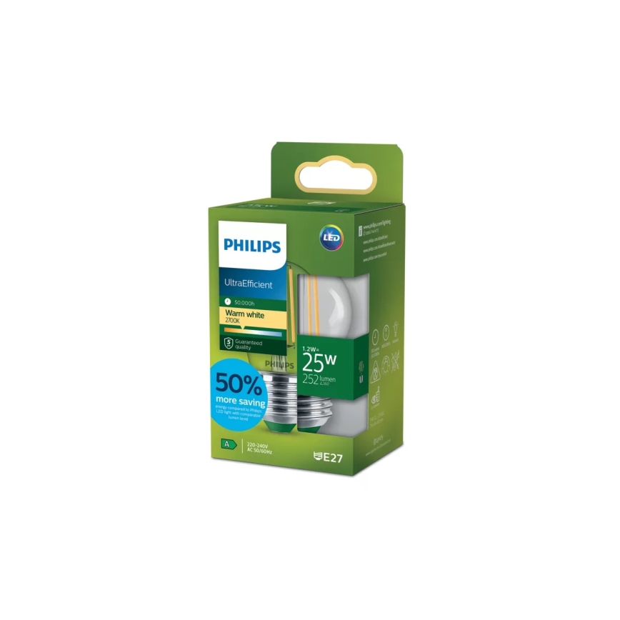 Bec LED Philips Vintage Ultraeficient P45 E27/1,2W/230V 2700K